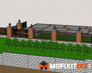 post lamp installation backyard rendering