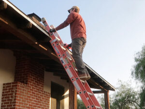 DIY chimney cleaning climbing ladder