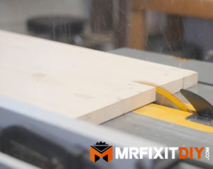 ripping pine on tablesaw industrial bookshelf