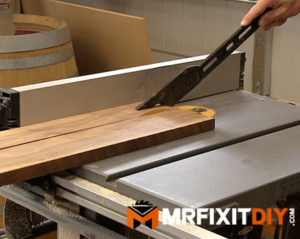 cutting walnut on table saw memorial flag case