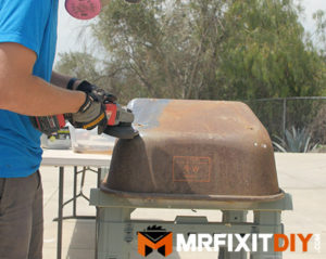 angle grinder rust removal wheelbarrow restoration