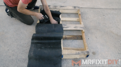 DIY pallet garden landscape fabric